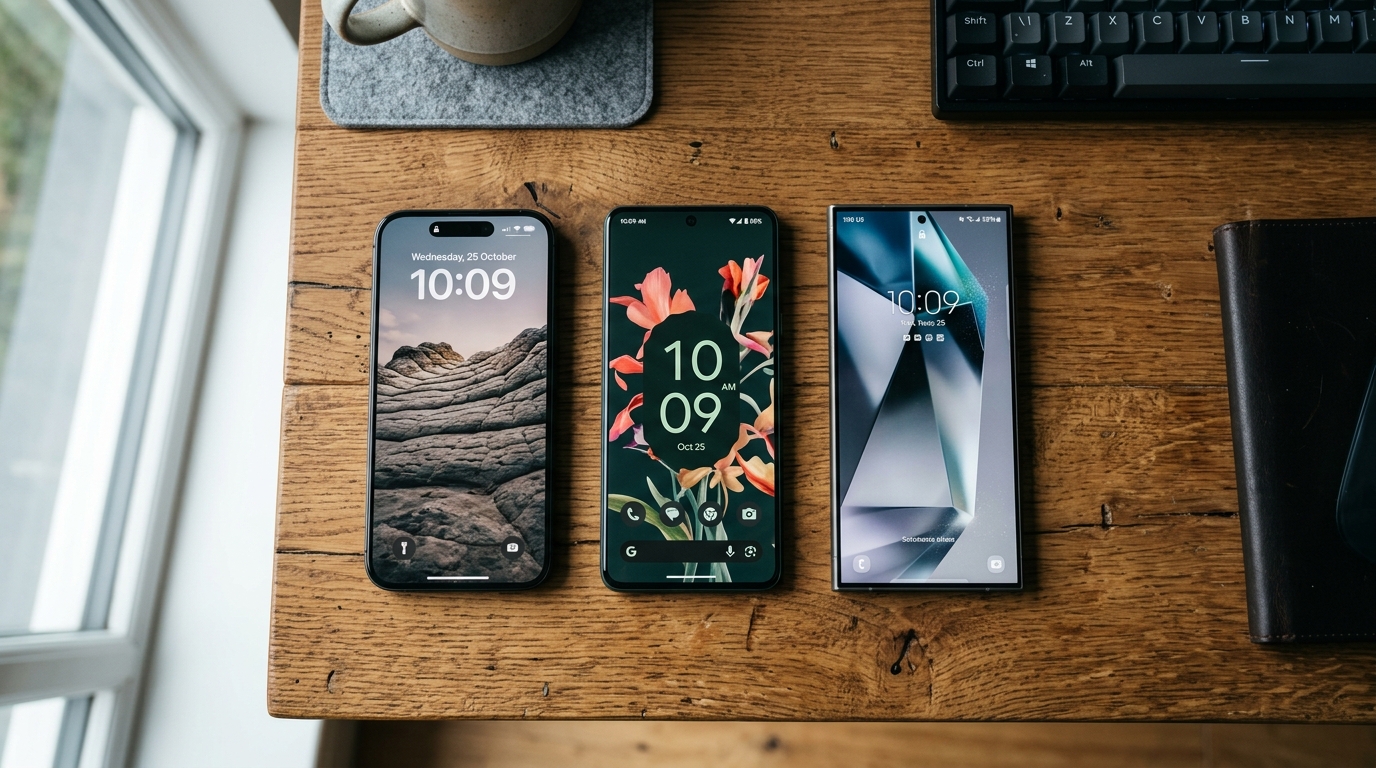 Side-by-side comparison table of three smartphones on Mobilidz