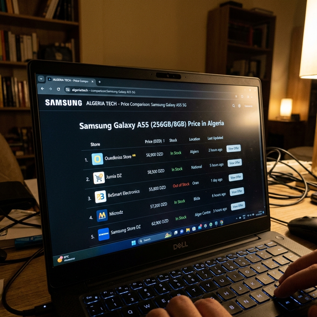 Interface Mobilidz montrant la comparaison de prix pour un Samsung Galaxy